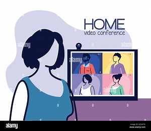 woman on video conference from home vector illustration desing Stock Vector Image & Art - Alamy