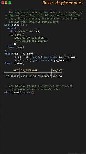 Difference between dates in Oracle Database #sqltips