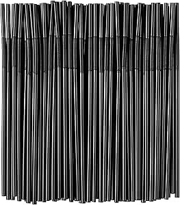 SONGNASS 100PCS Black Flexible Plastic Straws,Black Disposable Bendy Party Fancy Straws13inch Extra Long Straws Party Decorations