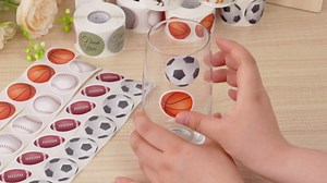Durony 500 Piece Football Stickers - Self-Adhesive Sports Ball Sticker Labels Roll - Football Theme Party Decor Envelope Gift Bag Seal