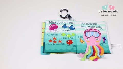 Fish Baby Books Toys, Touch Feel Cloth Crinkle Books for Babies,Baby Infant Toys 0-6, 6-12,12-18 Months,Early Learning Education, Easter Baby Gifts Shower for Boys Girls, Teething, Mirror,Shark Ocean