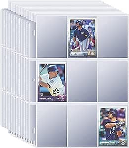 900 Pockets Baseball Sleeves - Double Side 9-Pocket Trading Card Binder Sleeves Page Protectors Sheet Fits 3 Ring Binder for Game, Sports, Coupons, Business Cards