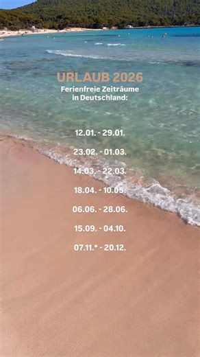 Wichtige Info für eure Urlaubsplanung 2026 📅 Habt ihr euren Urlaub schon geplant & wohin geht’s? ✈️Abspeichern nicht vergessen! Danke und bitte gerne 🌝 Quelle: Schulferien.org - Für die bessere Übersicht haben wir wenige einzelne Tage ausgelassen und nur die Bereiche genommen, an denen ihr sorgenfrei (und oft auch günstiger) euren Urlaub buchen könnt. ☺️🫶 *Ausnahme: Am 18.11. haben Sachsen und Bayern frei. #brückentage #brückentage2026 #urlaub2026 #urlaubsplanung #urlaubsguru | urlaubsguru.de