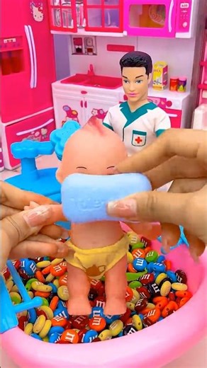 Satisfying With Unboxing Doll Cute Bathtub Candy Set Toys, ASMR Video #shorts