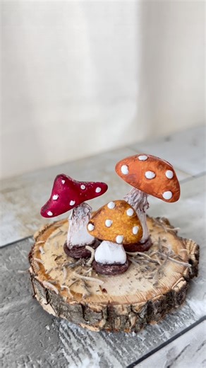 1.6K views · 26 reactions | Finished up my polymer clay mushrooms from yesterday’s tutorial!  These tiny ones are only about an inch tall — simple to make, but so fun to paint. Which color is your favorite? #clayart #mushroomart #diyfalldecor | A Rustic Stitch | Facebook