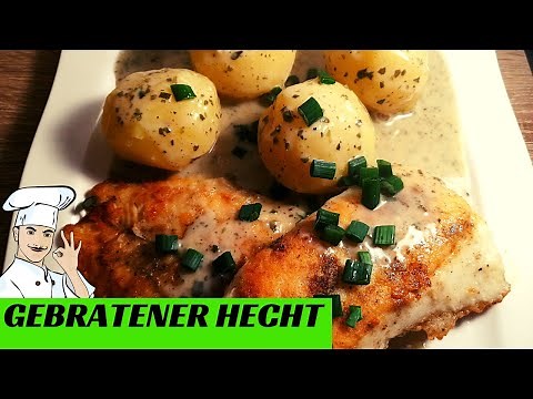 Gebratener Hecht mit Kräutersoße und Kartoffeln