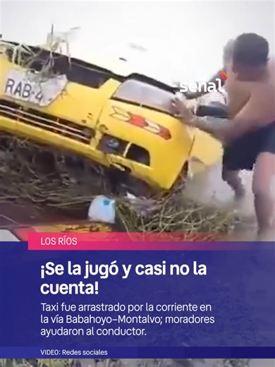 ¡Se la jugó y casi no la cuenta! En la vía Babahoyo Montalvo (Los Ríos), un taxi intentó cruzar un tramo inundado, pero la corriente por el desbordamiento de un río tras las fuertes lluvias lo arrastró hacia un costado de la carretera. 🙏 Moradores del sector ayudaron al conductor y lograron ponerlo a salvo. Minutos después llegó una grúa para retirar el vehículo. 🌧️ Así están pegando las lluvias… ¿Te ha tocado ver algo así por tu zona? #LosRíos #ecuador #NoticiasEcuador #para