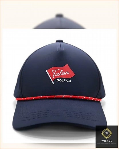 Blue Performance Baseball Hat with Red Rope – Flag Logo Cap