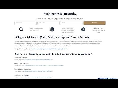 Michigan Vital Records (Birth, Death, Marriage, Divorce, Ancestry Search Online).