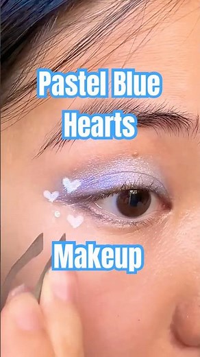 Pastel Blue Hearts Makeup Tutorial! 🩵 #makeuptutorial #pastelmakeup #concertmakeup #makeupinspo