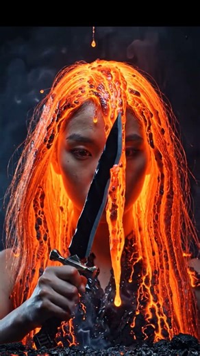 Girl Cutting Lava Hair 😱🔥 | AI Satisfying Video? Cutting Hair Made of Lava 🔥 | Oddly Satisfying AI ?