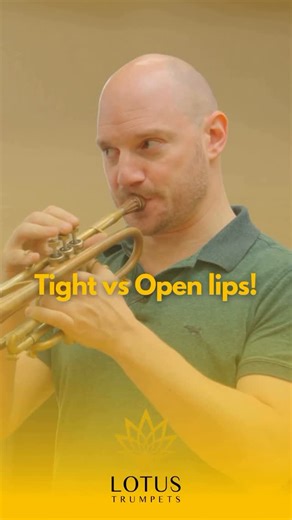 LOTUS Trumpets on Instagram: "Tight vs Open lips. This is one of the most important factors of your tone production. If your lips are tight and constantly pushing against each other, the only way to get them to vibrate is by forcing air through. As long as you play this way, you won’t be able to reach your full potential of tone colors or volume. So what’s the alternative? Opening up your lips. Try this: engage all your facial muscles from the eyes down - creating a stable platform for your aper