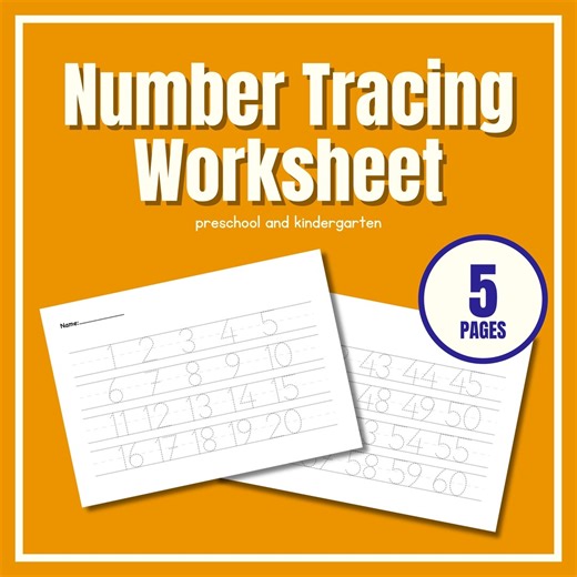 Number Tracing 1-100 Worksheets – Preschool Kindergarten Printable (PDF) - Etsy