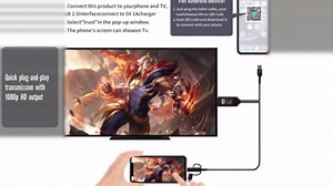 3-in-1HDMI Cable to TV Adapter 2k 60Hz 1080P Phone to TV HDTV AV Adapter for Android Phone Type C,Multi-Function,Plug & Play, HDMI Cable Compatible with Roku TV/PS5/HDTV/Blu-ray