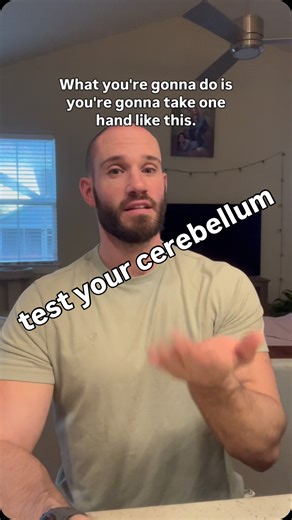 Barrett Smith | Neuro Movement Coach on Instagram: "Test your cerebellum. This is a great way to test the lateral cerebellum or cerebrocerebellum. Try this out for 5 seconds on each side and you may see a different between the sides. . #cerebellum #movewithapurpose #braintraining #movementismedicine #brainbased #brainhealth #neurofitness #functionalneurology #movementcoach #movementtraining"
