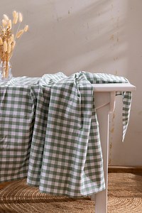 Green Gingham Tablecloth, Green Check Table Linen, Cotton Tablecloth, Traditional Everyday Tablecloth, Picnick Tablecloth - Etsy