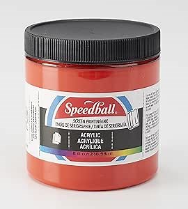 Speedball 004625 Acrylic Screen Printing Ink, 8 fl. oz., Fire Red