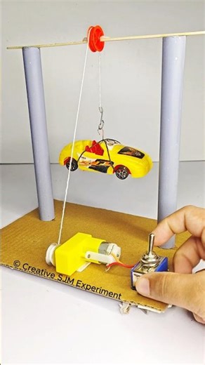 Rope-Pulley Lifting Mechanism • Dc Motor | #dcmotor #tech #youtubeshorts #dcmotorproject