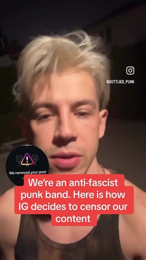 The two-faced censorship you face as an anti-fascist musician is insane. #punk #antifascist #hardcore