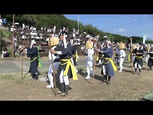 種子島の郷土芸能：現和上之町の虚無僧踊り風本神社での奉納踊り2015年