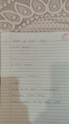 Format of Formal letter writing