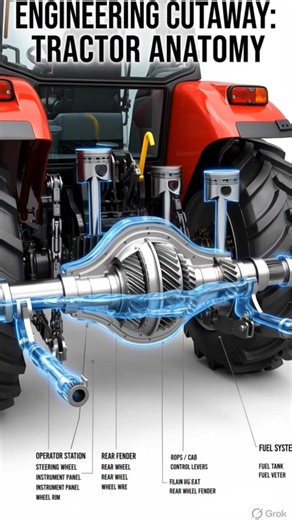 🚜 Tractor Parts Explained in 60 Seconds | Complete Tractor 3D Animation #Shorts