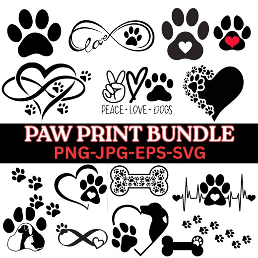 Dog Paw PNG SVG Bundle | Cute Pet Paw Prints | Animal Lover Digital Download - Etsy