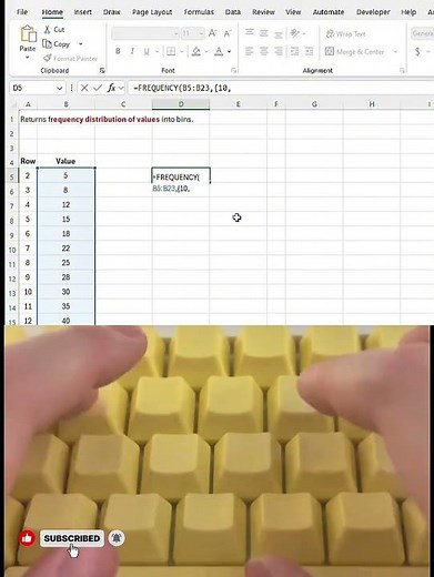 FREQUENCY = Count + Bins. That’s It! #excelformula #frequency #excelshorts #exceltipsandtricks