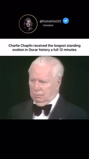 Histobite on Instagram: "In 1972, something rare happened at the Oscars. The room stopped being a ceremony and turned into a moment of history. After decades away from Hollywood, Charlie Chaplin walked onto the stage to receive an honorary Academy Award. He hadn’t been there in over 20 years. Politics, exile, controversy — all of it had kept him away from the industry he helped build. It became the longest ovation in Oscar history — not because of one film, but because of a lifetime. Chaplin had
