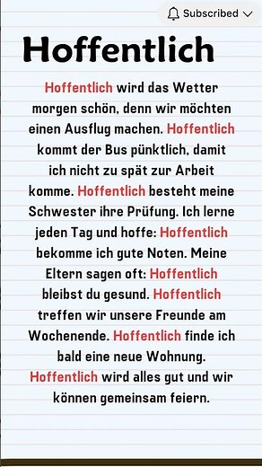 Deutsch lernen mit Hoffentlich | Einfache deutsche Sätze A1–A2
