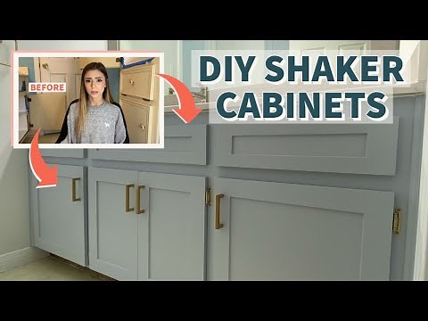 Transforming OLD Bathroom Cabinets to NEW SHAKER STYLE Cabinets | DIY FAUX Shaker Doors | NO Router