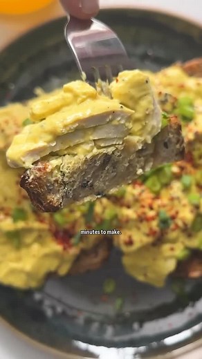 Vegan Food Recipes on Instagram: "🌱 Silky Scrambled Tofu on Toast 🌱 By @bosh.tv Recipe: Ingredients: For the Scramble: 280g extra-firm tofu, 2 tbsp plant-based butter, Zest of 1 lemon, 130g silken tofu (with liquid), 60ml plant-based milk, 10g nutritional yeast, 1 tsp cornflour, ¼ tsp ground turmeric, Salt & pepper. To Serve: 3 spring onions, 4 thick slices sourdough, Plant-based butter. How to Make It: 1️⃣ Slice the extra-firm tofu thinly, zest the lemon, and finely slice spring
