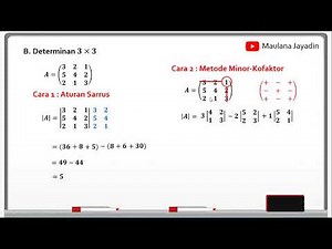 DETERMINAN MATRIKS 2 X 2 DAN 3 X 3 - ATURAN SARRUS DAN METODE MINOR KOFAKTOR