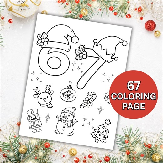 67 Christmas Coloring Page, Gen Alpha Slang, Holiday Coloring, Six Seven 6 7 Meme, Printable Six Seven Coloring Sheet, Digital Download - Etsy