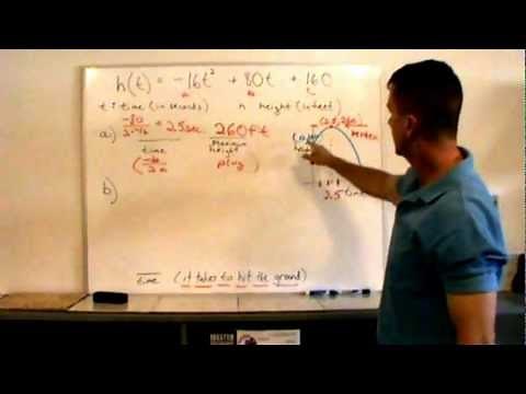 Quadratic function (ball thrown upward)