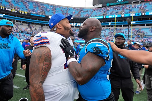 Dion Dawkins, A'Shawn Robinson get into heated fight after Bills' blowout win over Panthers