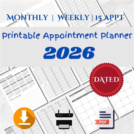 2026 Printable Appointment Book | Digital Download Monthly and Weekly Planner for Nail, Salon & Hair Style - 15 Minute Intervals - Etsy