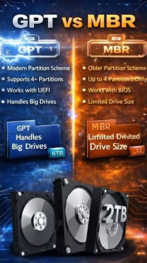 GPT vs MBR Explained in 10 Seconds 💻⚡