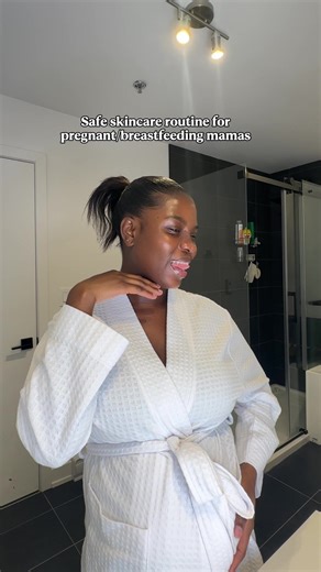 Safe skincare routine for pregnant women and breastfeeding mothers. Cleanser: @Skinfix Toner and Serum: @Glow Recipe Moisturizer: @Murad Skincare Sunscreen: @Naked Sundays #momsoftiktok #pregnanttiktok #pregnancyglow #skintiktok #skincare