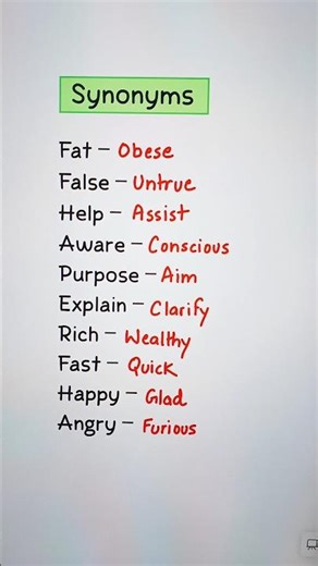Synonyms - same meaning 👩‍🏫 #english #education #grammar #englishtips
