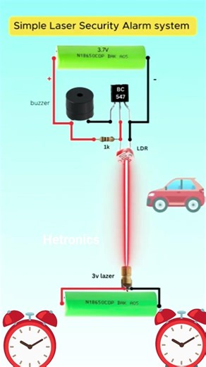 how to make simple leser security Alarm system ⏰#circuit #trending #viralshort #viral #electrical