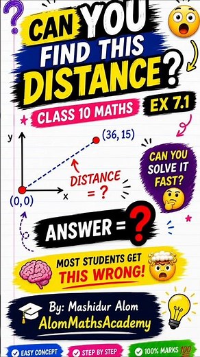 Class 10 Coordinate Geometry 📘Distance Formula explained clearly with example.
