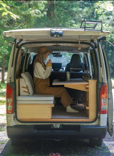 Vanlife Camper by Project Van Life on Instagram: "Japanese campervans may be smaller, but that’s what makes them special. Every bit of space in this Toyota HiAce by @saaayan has purpose: from the clean lines to the calm vibe that feels like home. Proof that when you think with a Zen mindset, less really can be more. #toyotahiace #hiacecamper #vanlifejapan #vaninterior #diyvanbuild #keivan #outdoorliving"