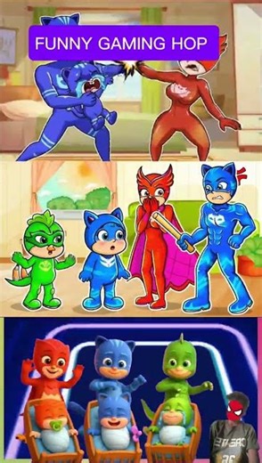 pj mask _ gekko🆚owlette🆚cat boy🆚funny animation story coffin dance cover tiles hop edm rus #shorts