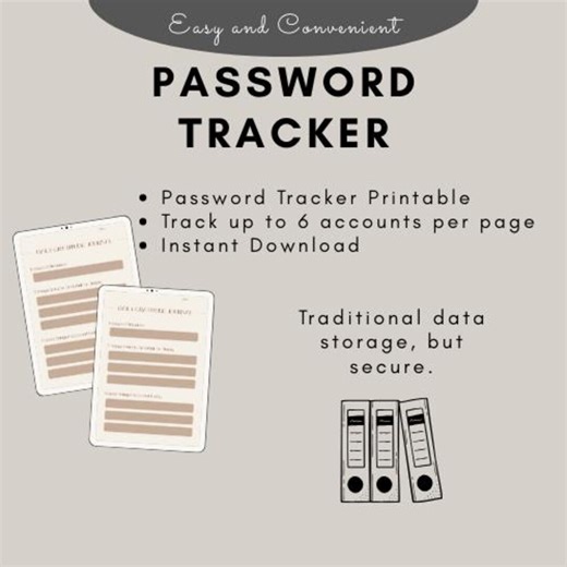 Password Tracker Printable PDF, Secure Account Log, Bank Online Store Password Organizer, Secure Password Storage,reusable Digital Download - Etsy