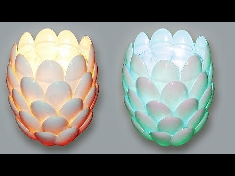 DIY Recycling Plastic Spoon Lamp | How to make room decor with plastic spoon