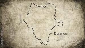 Durango map drawn on a cartography background sheet of paper