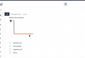 What is the velocity?(A) positive m/s(B) decreasing(C) nega... | Filo