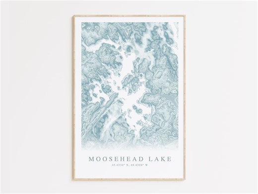 Moosehead Lake Maine Map Print, Lake House Print - Etsy Canada