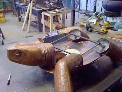 Copper Repousse Sculpture - Tortoise Sculpture